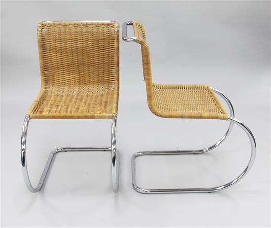 Ludwig Mies Van de Rohe. A set of six MR10 caned chrome tubular steel cantilever dining chairs, c.1970s